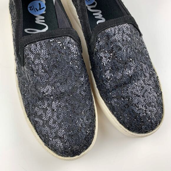 Sam Edelman Becker Casual Sneakers Black Sequin Slip On Women's 7.5 - Picture 4 of 10